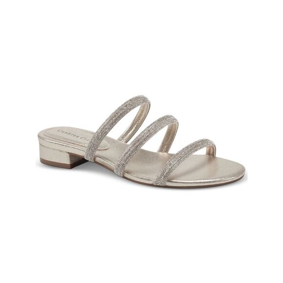 CHARTER CLUB Shoes - CHARTER CLUB Womens Silver Rhinestone-Covered Straps Sunnyy Sandals Shoes 6 M